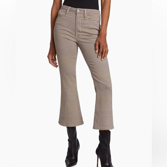New Frame Le Crop Flare Houndstooth Stretch Jeans Size 26 - Picture 1 of 16